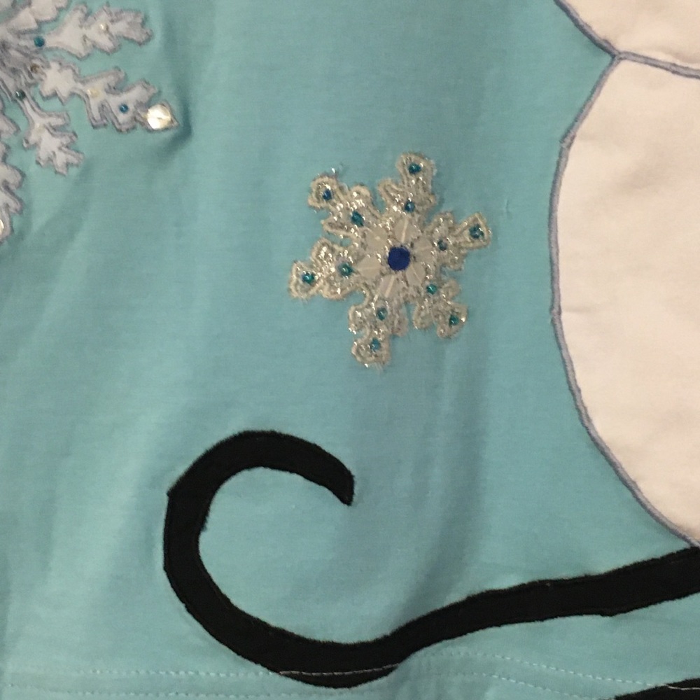 New Michael Simon Event Sequin Snowman Snowflakes Tee Kids Large - Picture 4 of 8